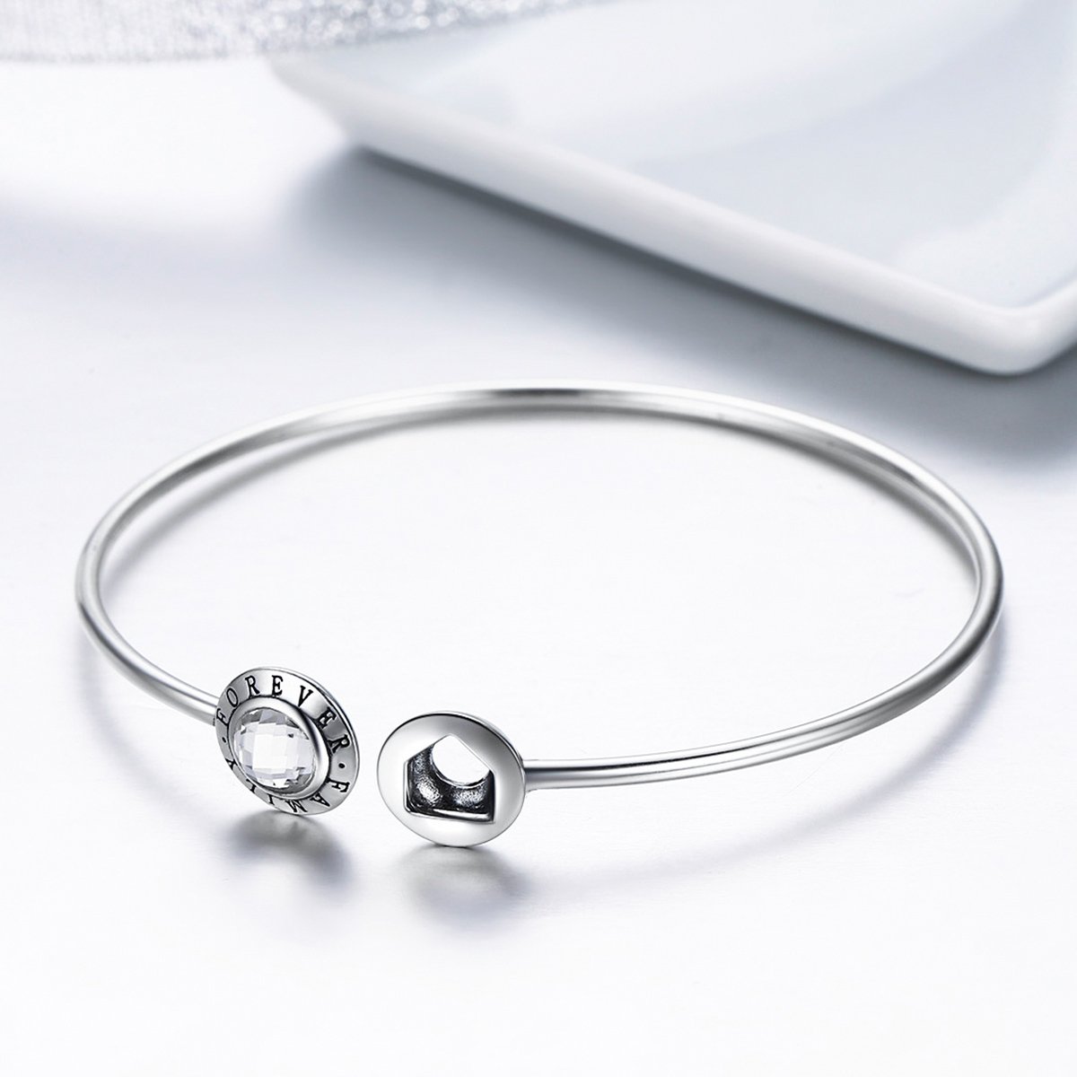 Forever Family 925 Sterling Silver Bangle Bracelet - jolics