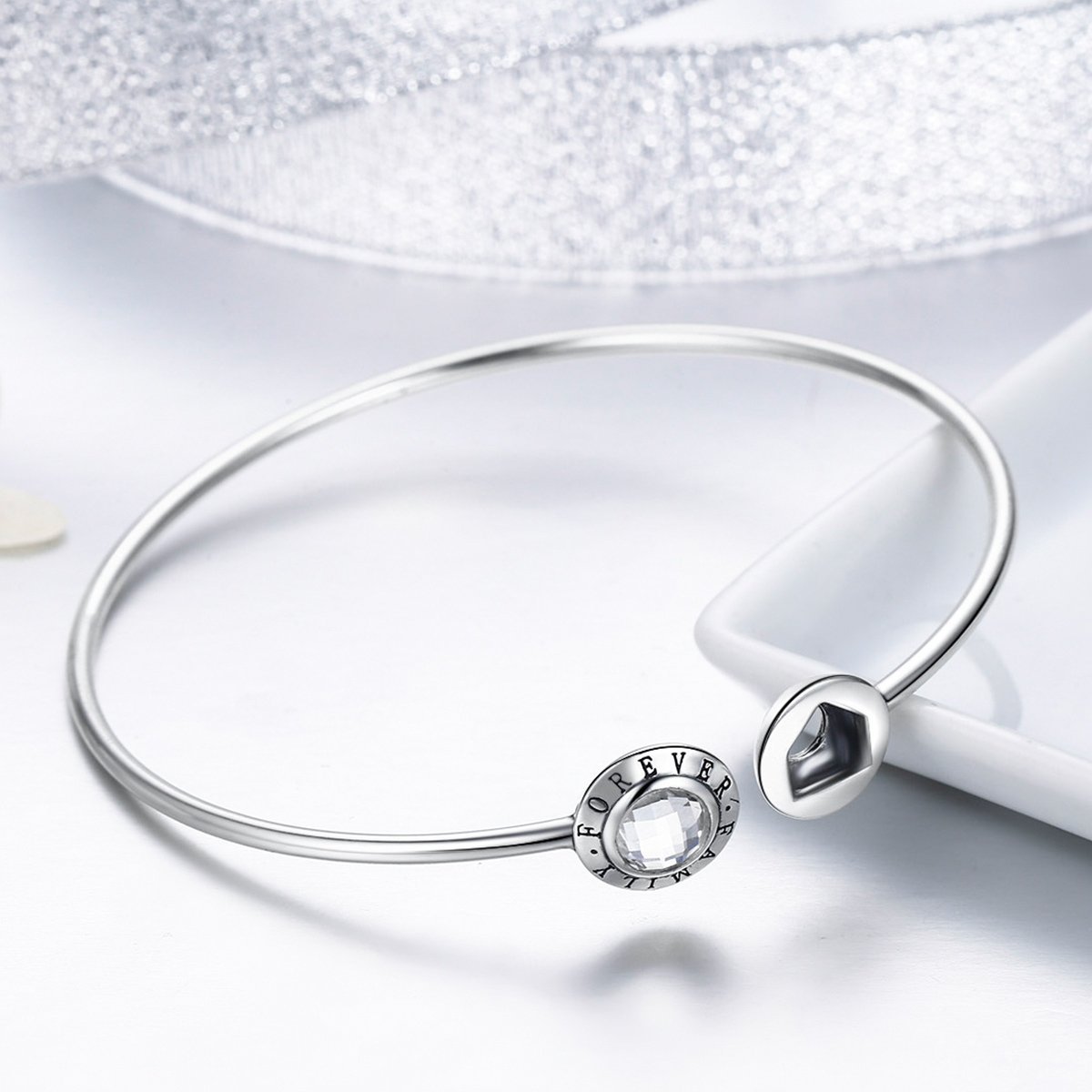 Forever Family 925 Sterling Silver Bangle Bracelet - jolics