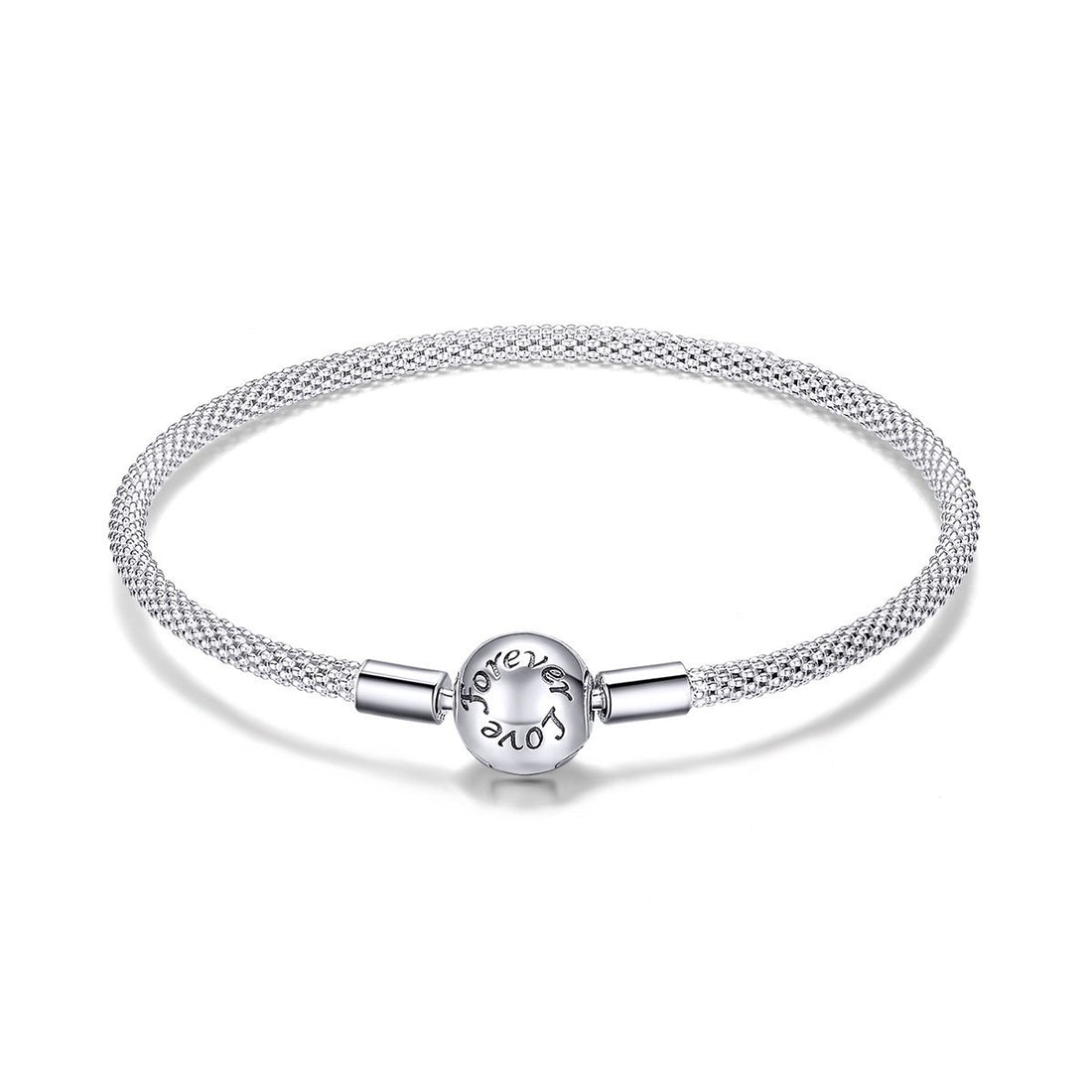 Forever Love Engraved Sterling Silver Mesh Bracelet - jolics