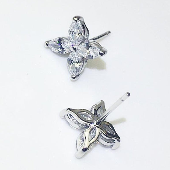 Four Leaf Clover Design Marquise Cut Earrings - jolics
