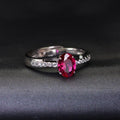 Garnet Red Oval Solitaire Open Ring - jolics