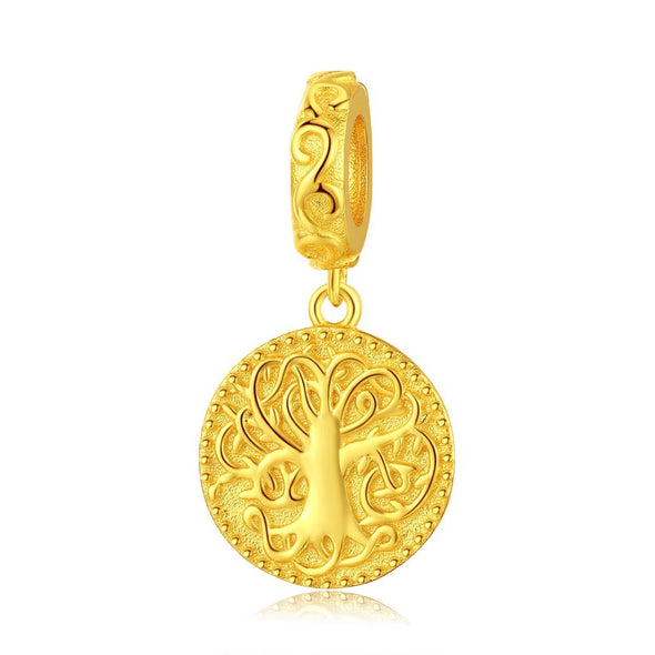 Gold Tree of Life 925 Sterling Silver Dangle Charm - jolics