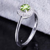 Green Stone Round Cut Halo Solitaire Open Ring - jolics