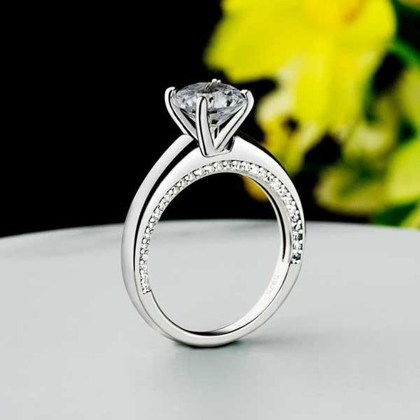 Handmade 2 CT Brilliant Round Cut Solitaire 925 Sterling Silver Ring - jolics