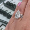 Handmade 2 CT Halo Pear Cut Ring Set With 2 Bands - jolics