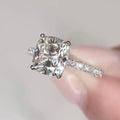 Handmade 3 CT Cushion Cut Sterling Silver Engagement Ring - jolics