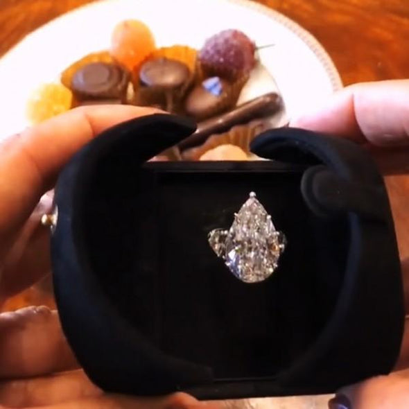 Handmade 5.0 CT Three Stone Pear Cut Engagement Ring - jolics
