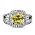 Handmade 5.8ct Halo Yellow Gold Stone Cushion Cut Party & Engagement Silver Ring - jolics