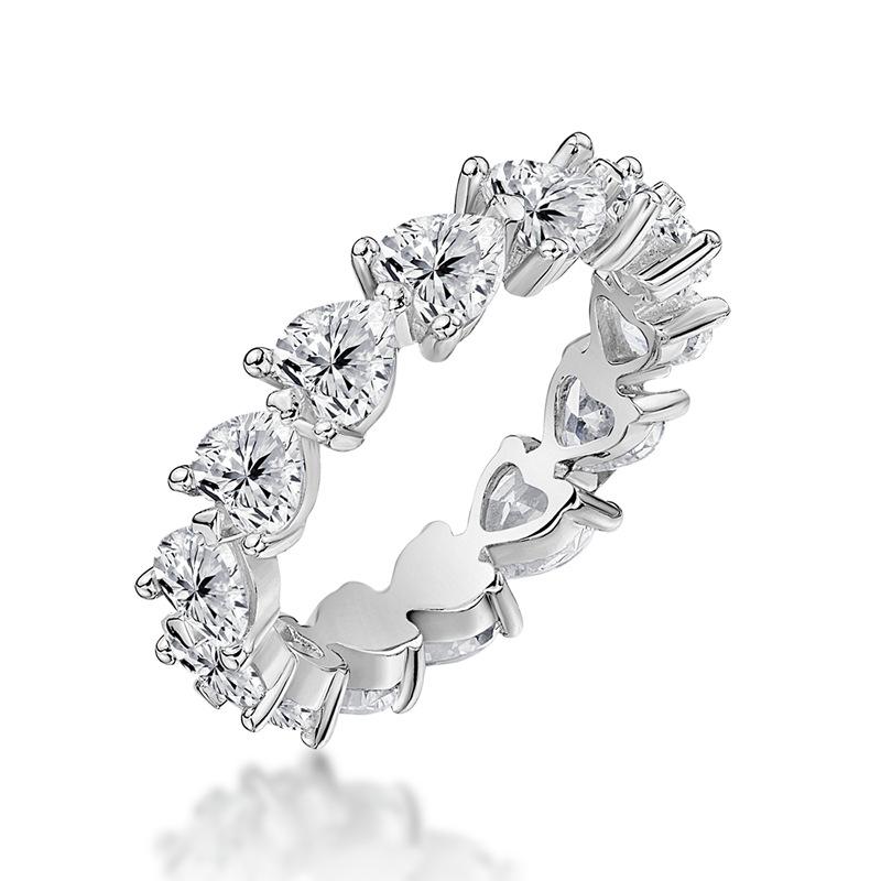 Handmade 925 Sterling Silver Heart Shape Eternity Ring - jolics