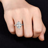Handmade 9.5CT Fashion Four Prong Oval Cut Side Stone Sterling Silver Ring - jolics
