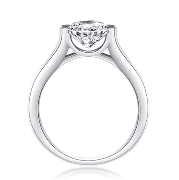 Handmade Classic Round Cut Moissanite Sterling Silver Engagement Ring - jolics