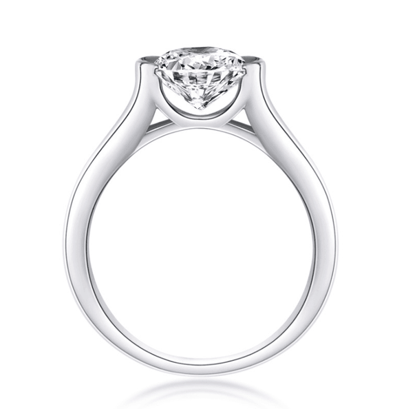 Handmade Classic Round Cut Moissanite Sterling Silver Engagement Ring - jolics