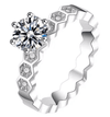 Handmade Classic Solitaire Moissanite Six-Prong Sterling Silver Ring - jolics