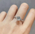 Handmade Classic Solitaire Moissanite Six-Prong Sterling Silver Ring - jolics