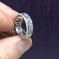 Handmade Emerald Cut Halo 925 Sterling Silver Band - jolics