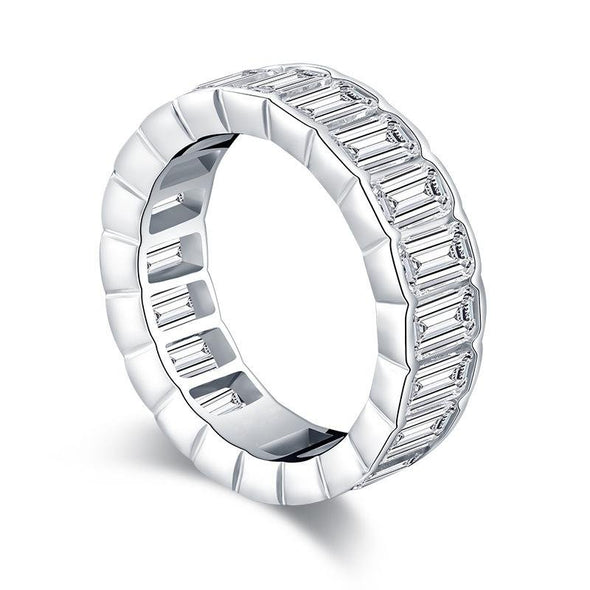 Handmade Emerald Cut Sterling Silver Eternity Ring - jolics