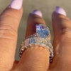 Handmade Opal Cut 925 Sterling Silver Engagement Set Ring - jolics