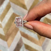 Handmade Radiant Cut Pink 925 Sterling Silver Halo Engagement & Wedding Ring - jolics