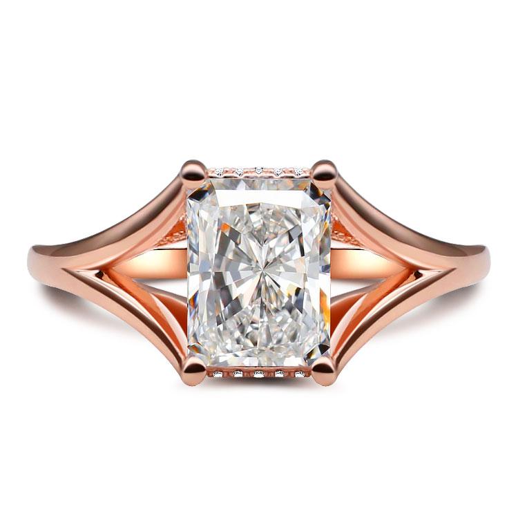 Handmade Rose Gold 3.0CT Split Band Solitaire Engagement Ring - jolics