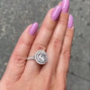 Handmade Round Cut Moissanite Halo Sterling Silver Wedding Ring - jolics
