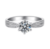 Handmade Round Cut Moissanite Six Prong Pave Sterling Silver Engagement Ring - jolics