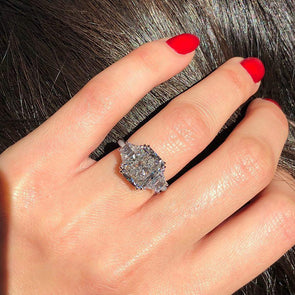 Handmade Three Stone 4.0 CT Radiant Cut Sterling Silver Engagement Ring - jolics