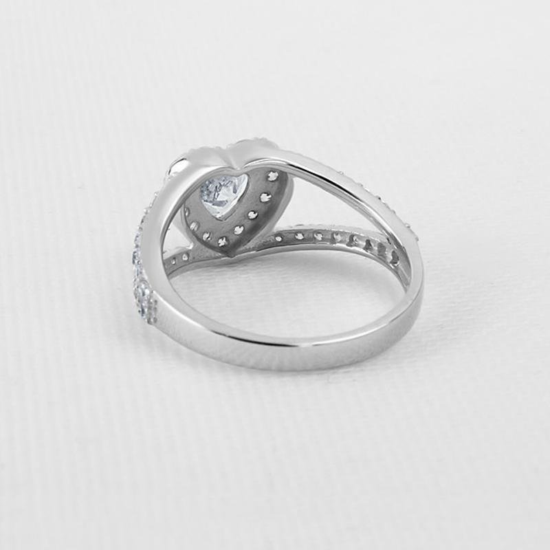 Heart Cut Halo Split Ring with Accents - jolics