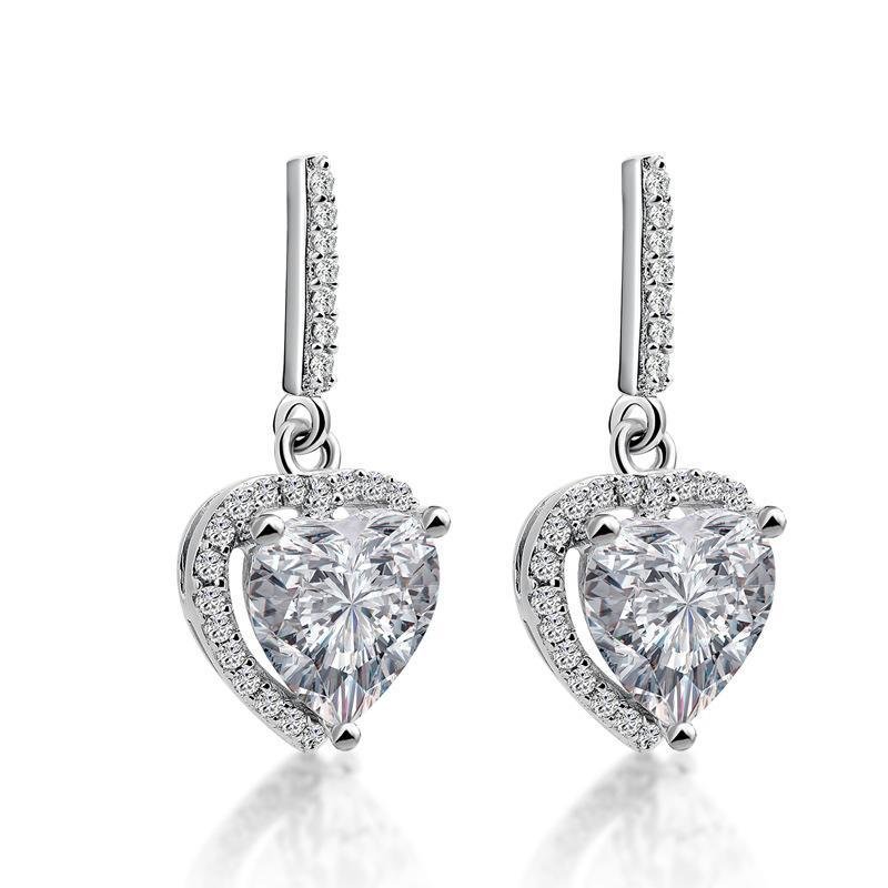 Heart Cut Hollow Halo Earrings - jolics