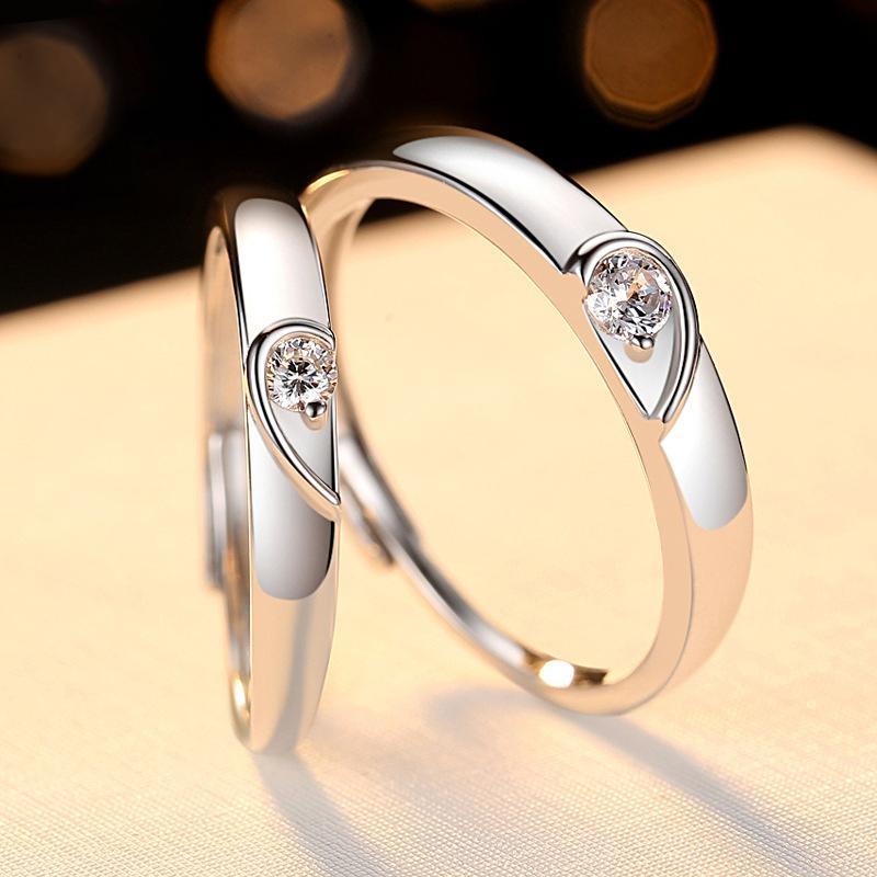 925 Sterling Silver Moissanite Couple Rings Love Wishing - Temu
