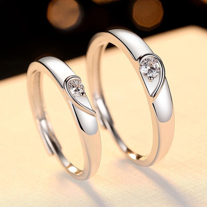 Heart Design Silver Couple Rings - jolics