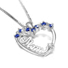 Heart Pendant Necklace With Blue Stones - jolics