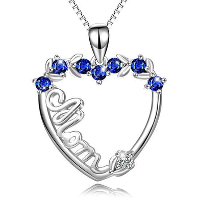 Heart Pendant Necklace With Blue Stones - jolics