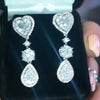 Heart Round Pear Cut Three Stone Drop Earrings - jolics