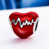 Heart Shape EEG 925 Sterling Silver Bead Charm with Cold Enamel - jolics