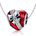 Heart Shape Gift Box 925 Sterling Silver Bead Charm - jolics