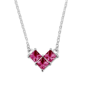 Heart Shape Square Stones Necklace - jolics