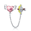 Heart with Bow and Arrow 925 Sterling Silver Safety Chain Charm - jolics