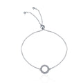 Hollow Circle Micro Pave 925 Sterling Silver Bracelet - jolics