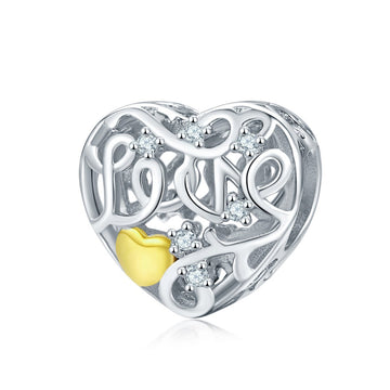 Hollow Out Heart 925 Sterling Silver Bead Charm - jolics