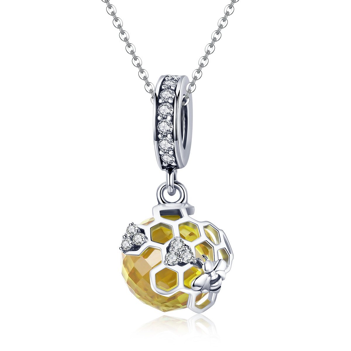 Honeycomb 925 Sterling Silver Dangle Charm - jolics