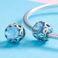 Infinity Blue 925 Sterling Silver Glass Bead Charm - jolics