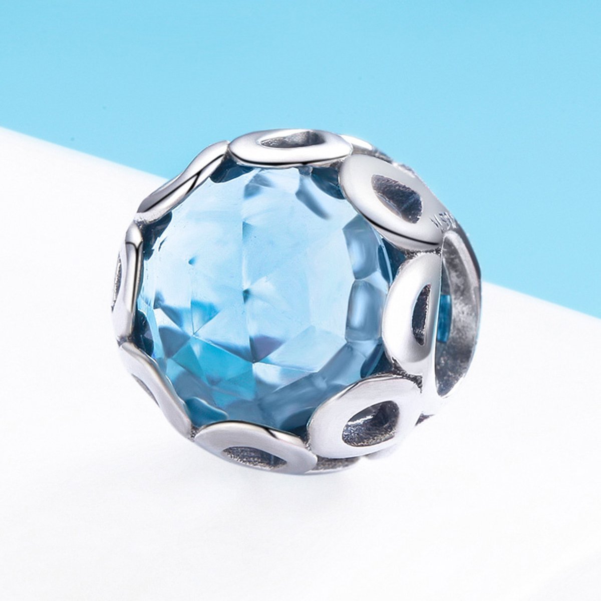 Infinity Blue 925 Sterling Silver Glass Bead Charm - jolics