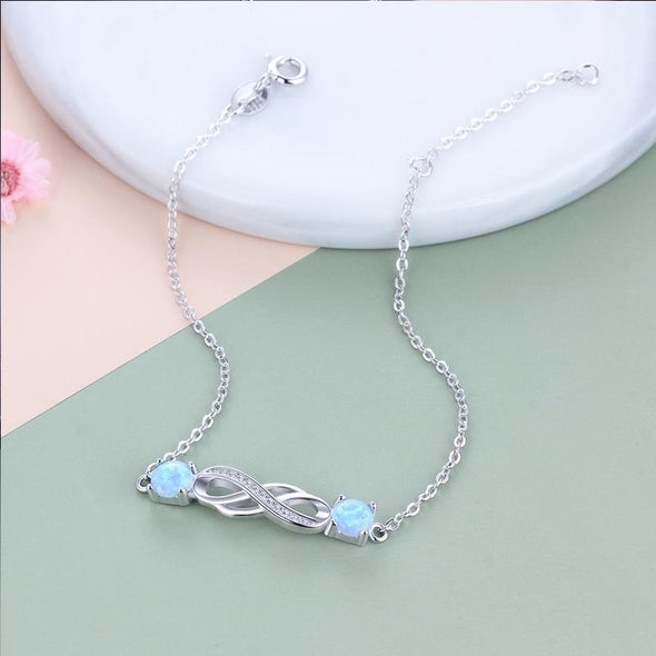 Infinity Blue Opal Silver Bracelet - jolics