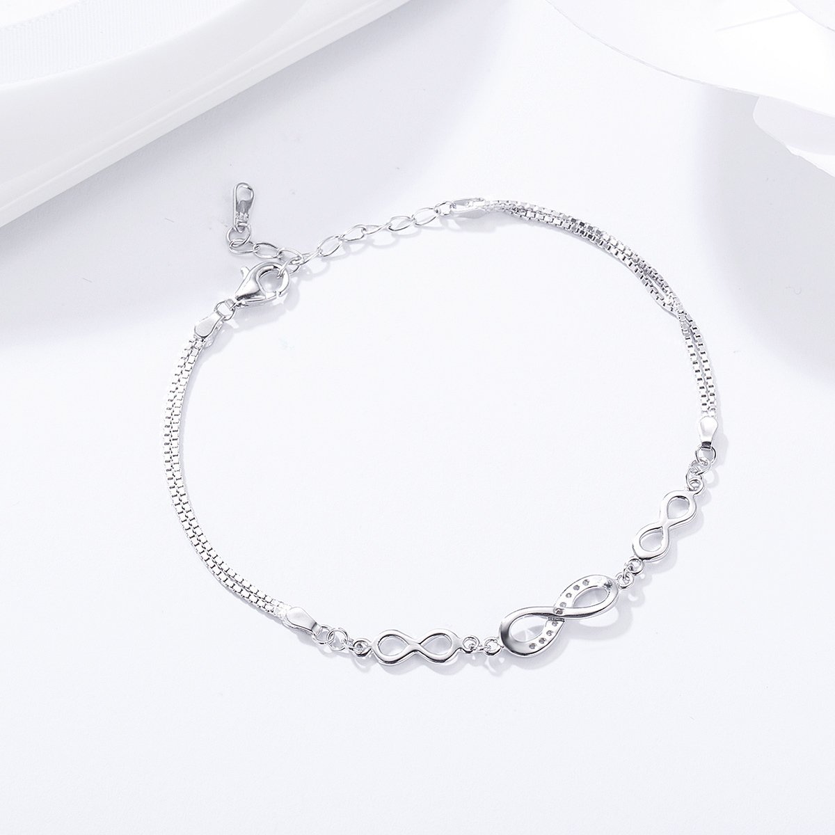 Infinity Love 925 Sterling Silver Adjustable Chain Bracelet - jolics