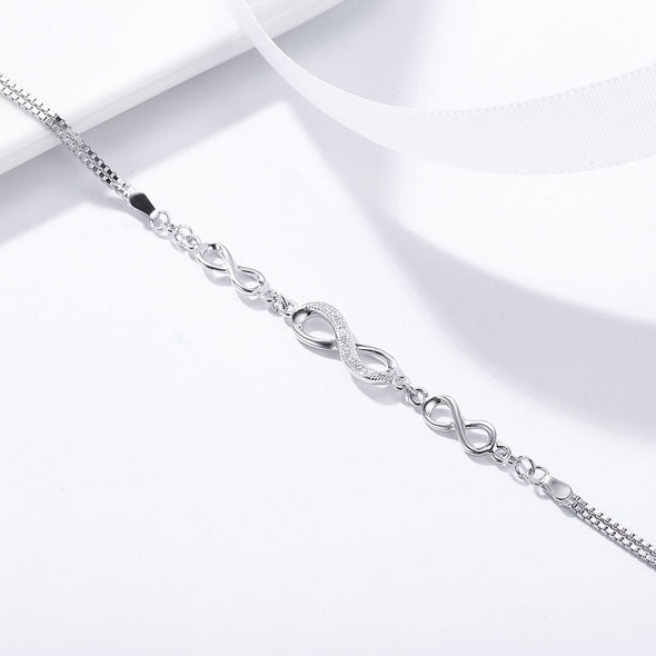 Infinity Love 925 Sterling Silver Adjustable Chain Bracelet - jolics