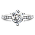 Jolics 1.5ct Round Cut 925 Sterling Silver Classic Six Prong Engagement Ring - jolics