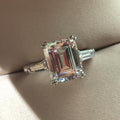 Jolics 3CT Emerald Cut Tapered Double Prong Three Stone Ring - jolics