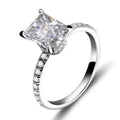 Jolics 3ct Radiant Cut White Gold Plated Sterling Silver Engagement Ring - jolics