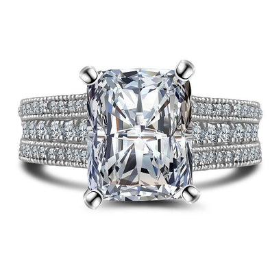 Jolics 5ct Radiant Cut 925 Sterling Silver Engagement Ring - jolics