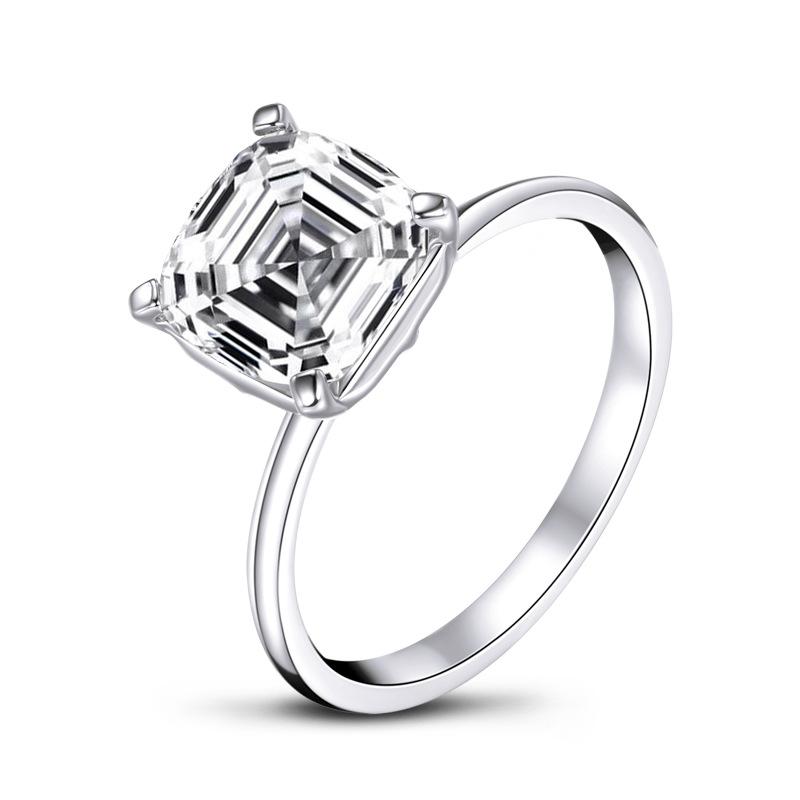 Jolics Asscher Cut Classic 925 Sterling Silver Ring - jolics